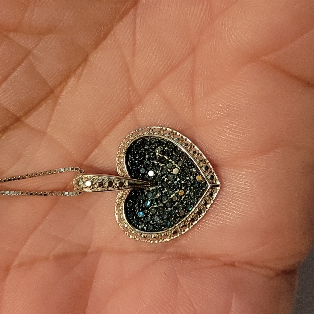 Concave heart pendent on silver chain